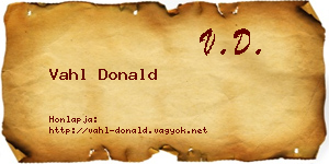 Vahl Donald névjegykártya